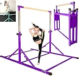 PreGymnastic Foldable Gymnastics Bar, 6FT Horizontal Bars, Folding Training Bar for Kids Ages 3-18, Weight Limit 500 LB, Adjustable kip Bar,Home Gym Equipment Indoor