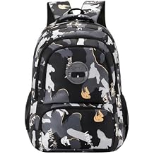 JiaYou Boys Primary School Backpack Large Capacity Trendy Camouflage Elementary DaypackBlack,20 Liters