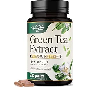 Green Tea Extract Capsules with 98% Standardized EGCG – 3X Absorption 1000mg for Natural Energy – Heart Support with…