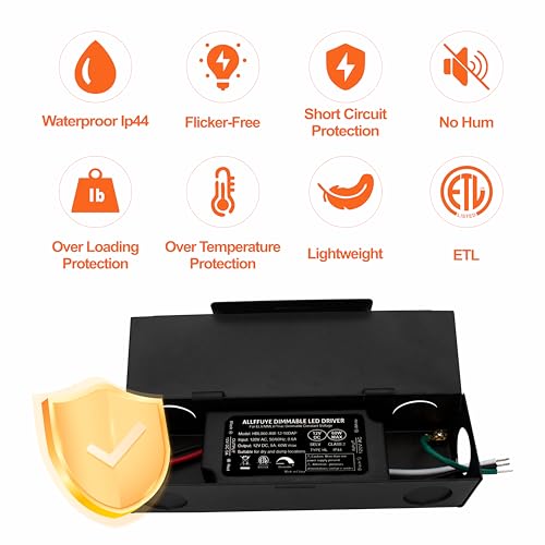 Image of 12V LED Driver with Junction Box, 60W Triac Dimmable Transformer Compatible with Lutron&Leviton Switches, Dimmable Power Supply for LED Light Stirps, Smooth Flicker Free Dimming