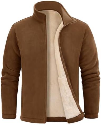 Nadeer Fleecejacken Herren mit Sherpa Futter Strickjacke | 2 Außentaschen, 2 Innentaschen, Übergangsjacke Stehkragen, Winddicht, Vollreißverschluss, Herbst Winter Outdoor
