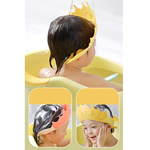 Image of Baby Shower Cap - Adjustable Shampoo Cap for Toddlers 6M-9T, Bath Visor for Kids with Crown Design, Waterproof Hair Washing Shield for Eye & Ear Protection (Blue)