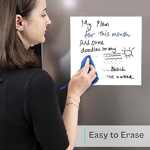 Image of WallDesign Vinyl Magnetic White Board Planner Sheet (30X30Cm, Square) with Marker Pen - Dry Erase Flexible Writing Film for Kitchen Fridge /Office Godrej /Metal Wardrobe