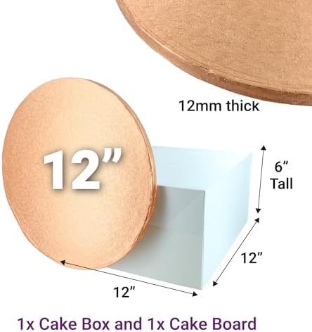 Culpitt Copper Board & Box Set | 12" | White Cake Box & Drum, Box And Cake Board, Cake Transport Combo