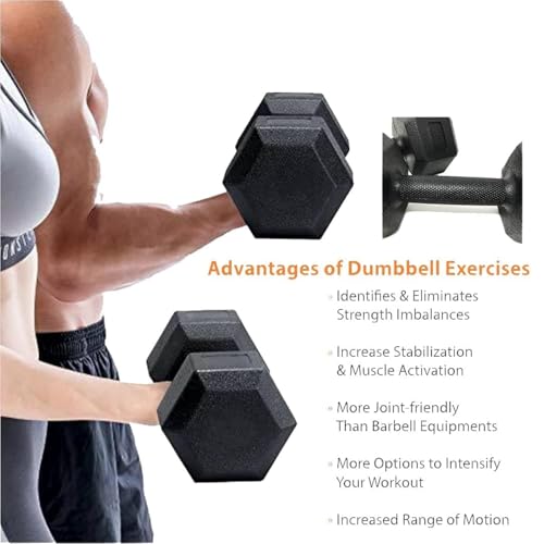 Image of SBR SPORTS~5 KG PAIR PVC HEX DUMBBELL SET FITNESS WEIGHTS FOR HOME GYM EXERCISE FOR MEN & WOMEN DUMBBELL SET (5KG=5KG=10KG TOTAL)