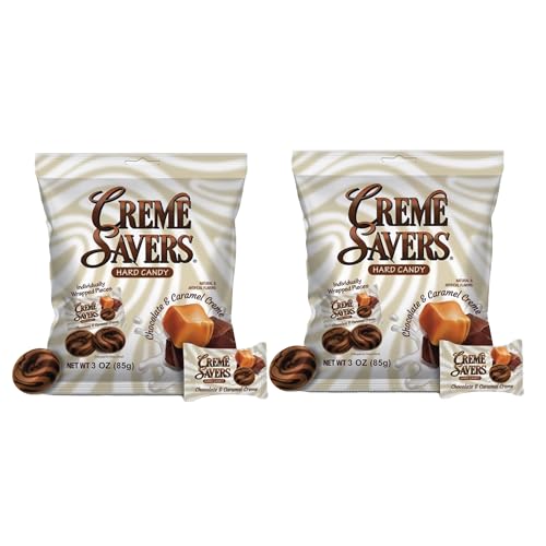 Creme Savers Chocolate and Caramel Hard Candy | The Taste of Sweet Chocolate Swirled in Rich Caramel Cream | The Original Classic Creme Savers Brought To You By Iconic Candy | 3oz Bag