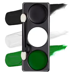 Spooktacular Creations Halloween Makeup Palette - 3 Colors Face & Body Paint with Brush (7 Oz, White/Black/Green)