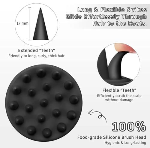Image of LEAFED 0.5 mm Derma Roller For Hair Growth With 540 Titanium Alloy Needles With Scalp Massager Shampoo Brush | Repairs Damaged Hair, Activates Hair Follicles | Roller for Beard & Hair Growth & Reduces Acne Scars