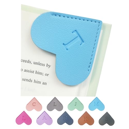 MOTEERLLU Personalized Leather Heart Bookmark with Initials