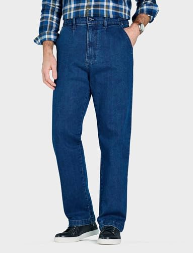Chums Men's HIGH-Rise Denim Straight Leg Jeans - Elasticated Stretchy Cotton Blue3