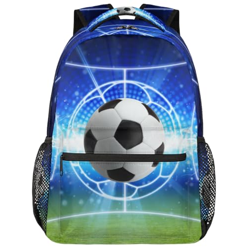 Mochila infantil de futebol 3D para meninos e meninas, mochila escolar de 40,6 cm, bola esportiva, f