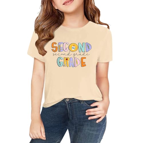 Second Grade Shirts for Girls Boys Student Back to School T Shirt Kids First School Day Clothes Short Sleeve Tops