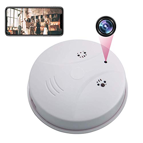 Spy Camera Smoke Detector Wireless Hidden JLRKENG HD 1080P Nanny Cam Baby Pet Monitor WiFi Smoke Camera Motion Detection Indoor Security Monitoring Camera Support Android/iOS