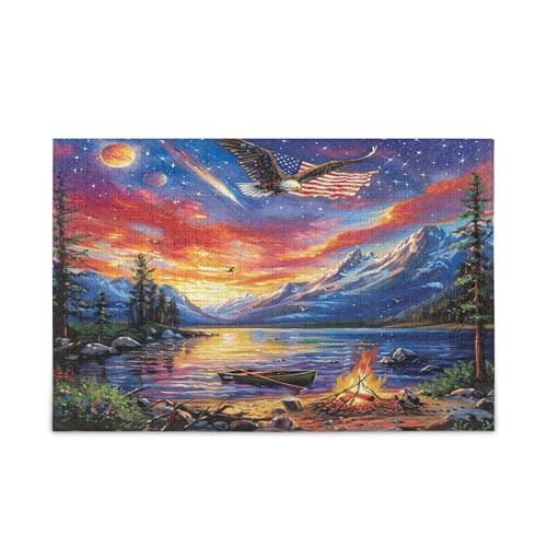 Eagle 4th July Jigsaw Puzzles 500 Pieces for Adults with Mesh Storage Bag 2014000
