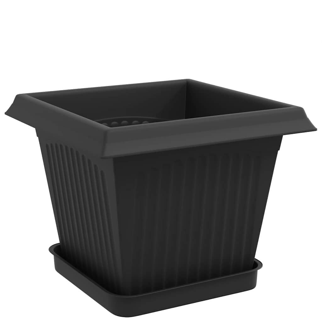24er Set Blumentöpfe Kunststoff 20x20x16 cm - Moderne Pflanztöpfe Viereckig in Schwarz für Innen und Außen - Robuste Pflanzkübel mit Entwässerungslöchern für Garten und Balkon