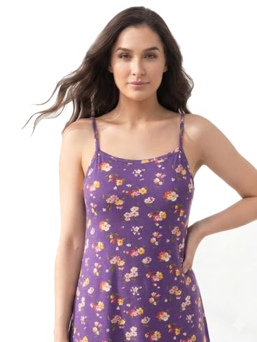 Image of Inner Sense Organic Cotton Nighty for Women Stylish I Above Knee Length Spaghetti with Scoop Neck Design I Adjustable Straps Camisole for Woman to Wear Solo or Layered