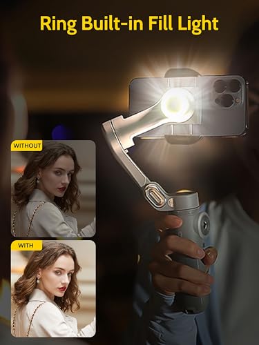 Estabilizador de cardán para smartphone de 3 ejes AOCHUAN con luz LED integrada 7