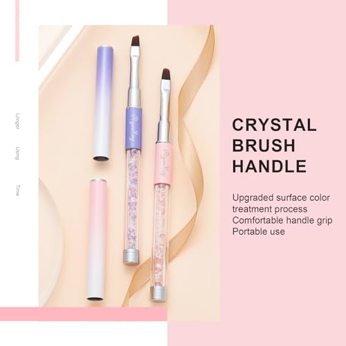 RIYUEXING 2PCS Nail Art Clean Up Brushes - Flat/Angled Nail Brushes for Cleaning Polish Mistakes on the Cuticles, Brushes for Nail Art and Designs Painting DIY