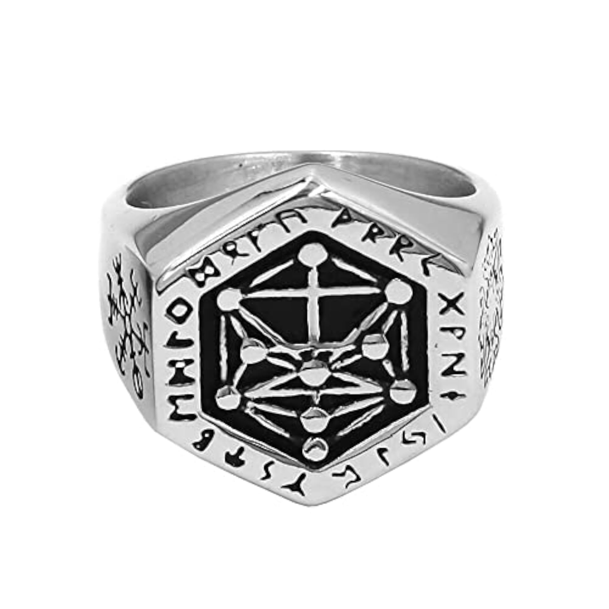Men's Viking Totem Compass Titanium Steel Ring