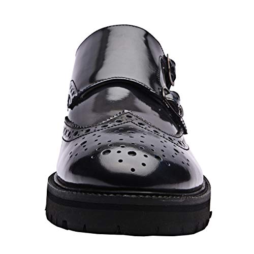 Alain | Genuine Leather Dress Shoes | Luxury Mens Double Monk Strap Shoes | Handrcrafted Trendy Casual Wingtip Shoes | Lightweight EVA Sole | Bordo3