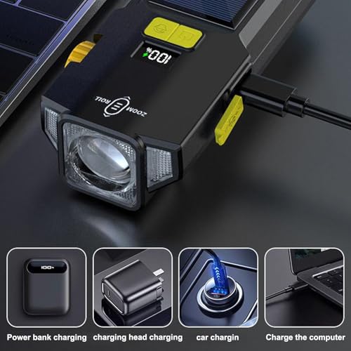 Luz frontal para bicicleta solar con pantalla digital de ciclismo para montaña 7