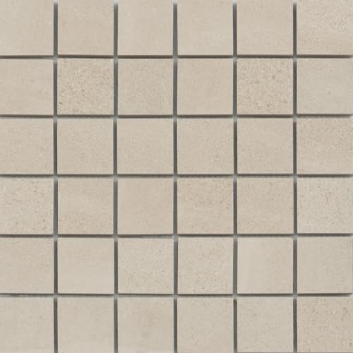 Ivory Matte Porcelain Mosaic Tile, 12 x 12 Inch Sheet,