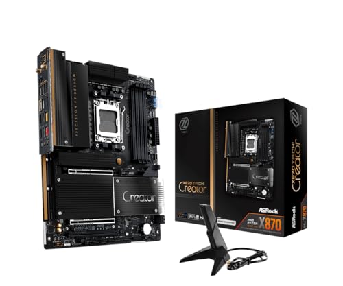 Image of ASRock X870 Taichi Creator ATX Motherboard, AMD AM5 Ryzen 9000-7000, DDR5 8000+ (OC), Dual PCIe 5.0, USB4, 10G+5G LAN, Wi-Fi 7, 18+2+1 Phase 80A SPS