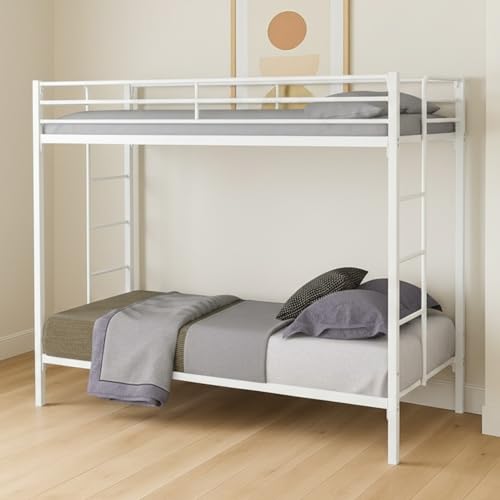 Image of Pilio Twin Over Twin Metal Bunk Bed | Bunk Bed Without Storage for Kids & Adult | Double Decker Bed for Kids Room | Space-Saving Twin Bunk Room| Bunker Bed Frame (Mattress Included)