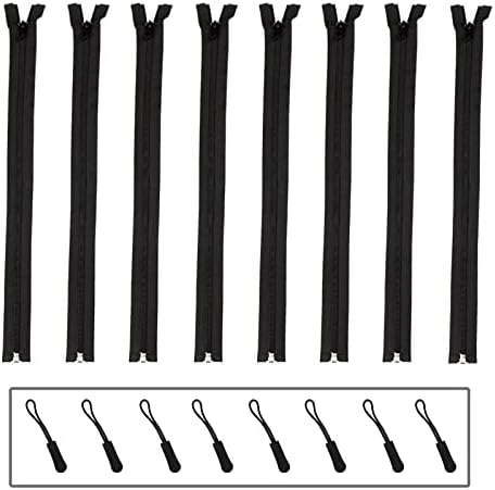 DOITEM 4PCS 5mm Nylon Separating Zippers for Sewing Coats Jacket Zipper Zippers Bulk Crafts, Black 65cm