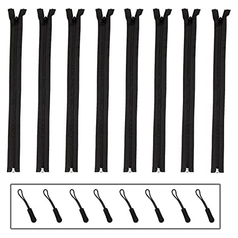DOITEM 4PCS 5mm Nylon Separating Zippers for Sewing Coats Jacket Zipper Zippers Bulk Crafts, Black 40cm Cover