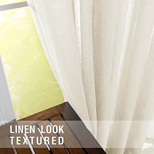 KOUFALL Beige Curtains 108 Inches Long for Outdoor Patio - Set of 2 Extra Long Light Filtering Semi Sheer Drapes for Living Room - Image 9