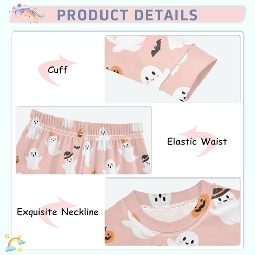 Pajama Sets Long Sleeve Ghosts Pumpkins Bats Soft Comfy Sleepwear 2 Piece PJS 3-8T4