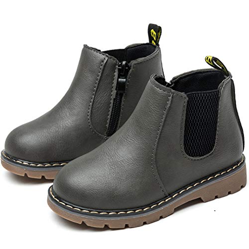 最安値 Jackshibo キッズ ブーツ 男の子 女の子 ショートブーツ 裏ボア 防寒 レザー 防水 滑り止め 子供 フォーマル 靴 グレー 25の価格比較