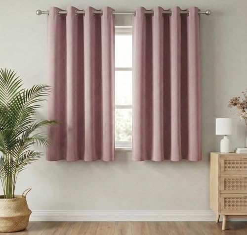 Image of VAS COLLECTIONS 100% Blackout Door Curtains, 5 Feet (121 x 152 cm) Set of 2, Plain, Thermal Insulated, Room Darkening Curtains for Living Room, Bedroom (Antic Pink)