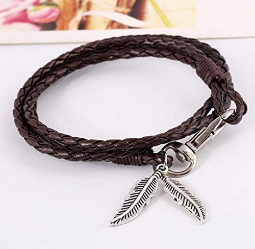 Bracelet en cuir couple vintage marron bijoux tressés main accessoires unisexes