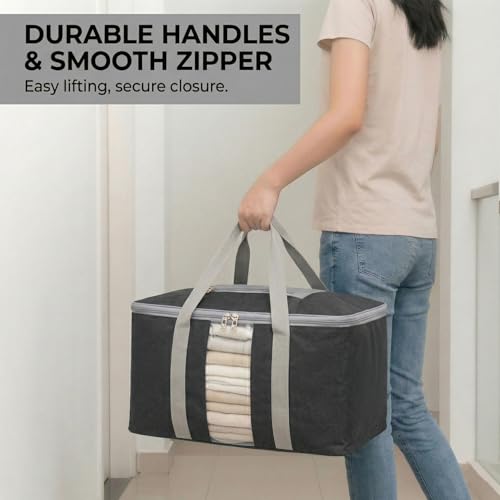 Image of EASY HOME 70 litre Storage Bags for Clothes Large | Cloth Storage Organizer with Zip Closure | Wardrobe Bag for Sarees, Quilts & Blankets | Moisture Proof Nylon Cover Bag (Pack of 1)