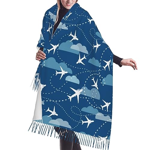 Airplane Aircraft Plane Pattern Scarfs For Women Soft Shawl Scarves Long Wraps Women'S Lightweight Scarf With Tassels