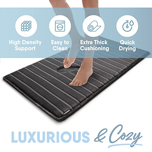 MICRODRY Extra-Thick, SoftLux, Charcoal Infused Memory Foam Bath Mat with GripTex Skid-Resistant Base, 21x34, Charcoal by MICRODRY - Image 4