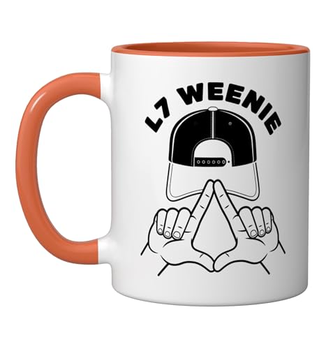 L7 Weenie Retro Baseball Humor Nostalgia Hat Fan Ceramic Mug, Orange/White