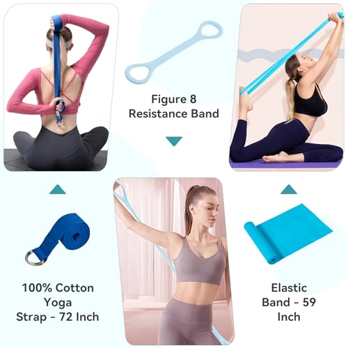 HASHMUST Pilates Equipment for Women Home Workout, Pilates Kit Ring and Ball Set with Pilates Ring, Resistance Bands, Massage Lacrosse. Full-Body Fitness Set for Toning Arms, Thighs Legs & Core, Blue by HASHMUST - Used condition - Image 8
