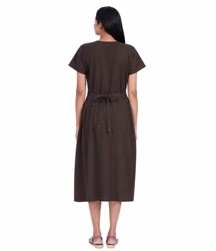 Image of MENMAII Women's [L-4XL] Full Open /Front Buttoned [a Kind of Adaptive Clothing] Multipurpose Nighty for Maternity /Pregnancy /Elderly /Patient /Feeding /Hospital Purpose Nighty Calf Length