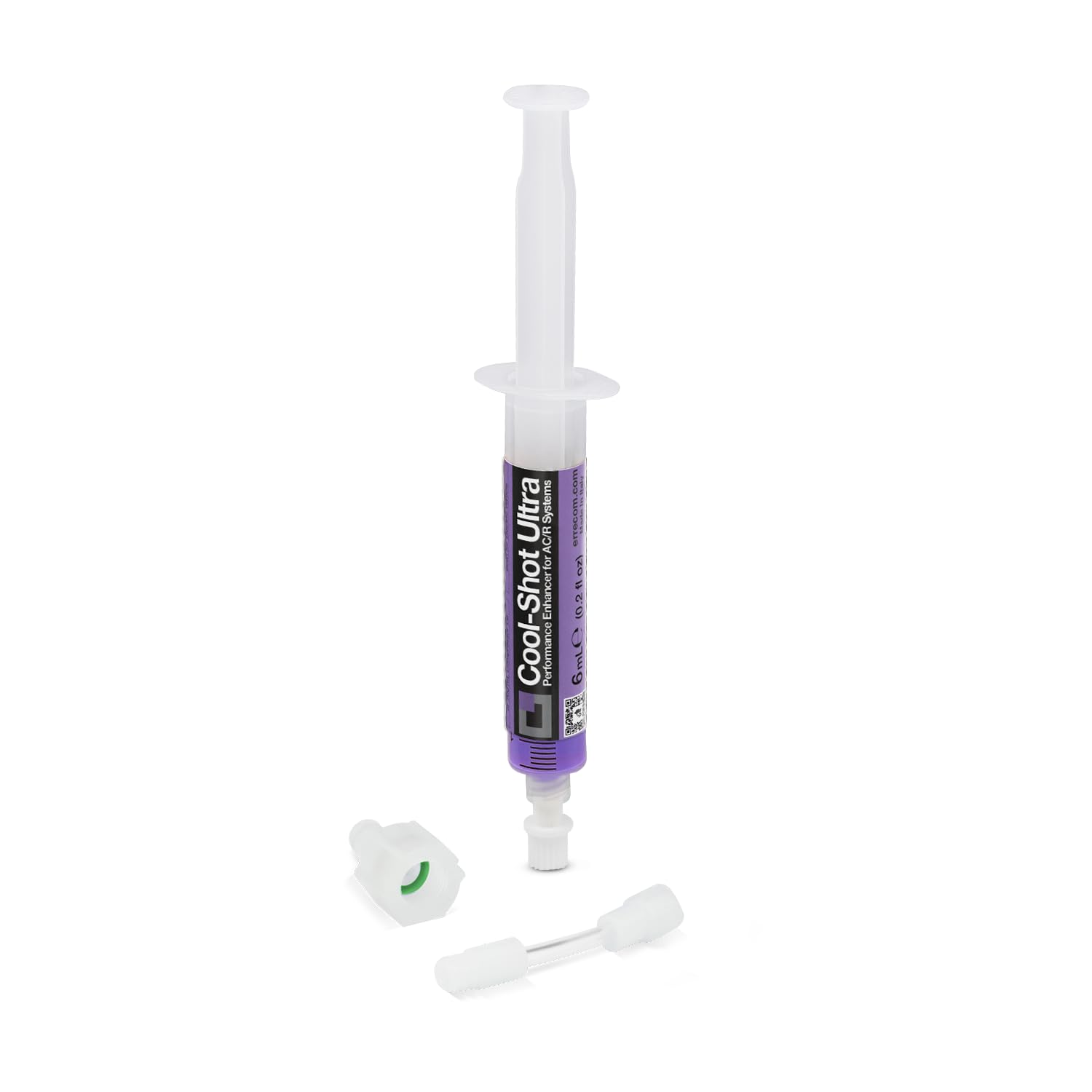Errecom Cool-Shot Ultra, A/C Performance Enhancer Additive to Restore the Original Efficiency of Air Conditioning and Refrigeration Systems, 6 mL Cartridge, includes 5/16 SAE Adapter (for R410a, R32)