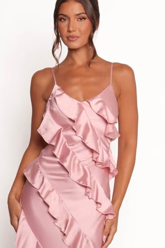 Spaghetti Straps Satin Bridesmaid Dresses with Ruffle for Women Formal Pleated Mermaid Corset Evening Dress PU2893