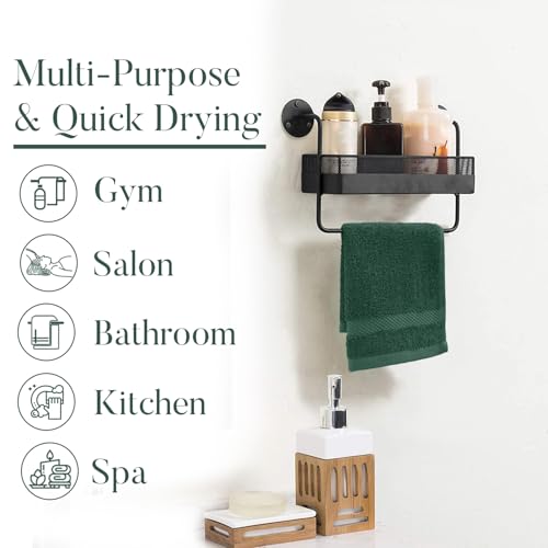 Image of DAN RIVER 12-Pack Premium 100% Cotton Huntergreen Face Towels for Bathroom - Reusable Face Wash Cloths for Showering 12x12 Inches - 550 GSM Super Soft & Absorbent Luxury WashCloths for Body, Spa & Gym
