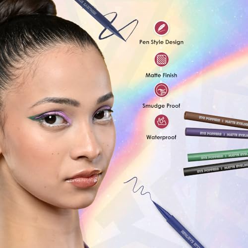 Image of Glam21 Eye Poppers Matte Eyeliner |Smudge Proof and Waterproof Formula | Pen Style Design | Bold & vibrant Shades | High Pigment up to 12 hours | 0.5gm Each Pack oF 2 (Cloud Nine & Moon Magic)