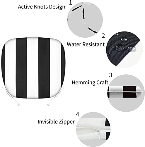 Eltostaus Outdoor Chair Cushions, Patio Chair Cushions Terrace Square Seat Cushion Waterproof Thick Black White Stripe 17 * 16 * 2 Inch (2 Pack) #TOP3