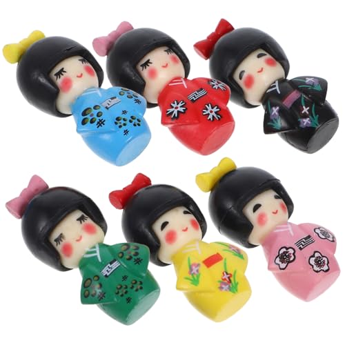PHENOFICE 12 Piezas Adornos de muñecas Kimono Figura de Kimono de Escritorio Mini Estatua de Kimono Mini casa Dolls for muñecos pequeños Juguetes niñas Decoraciones de Pastel de Flores