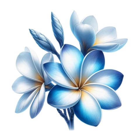 x6 Blue Plumeria Flower Vinyl Decal Stickers, Cover Marks, 70mm Qty:6, Ideal for Phone, Cups & Mugs, Scrapbooking and More, Vibrant Floral Graphics