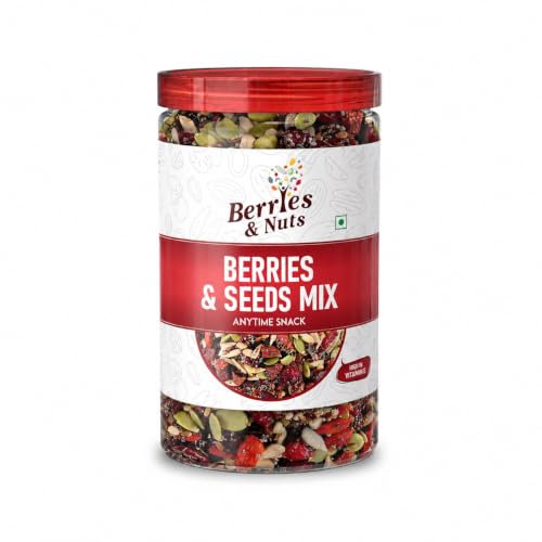 Image of Berries And Nuts Trail Mix | Berries & Seeds Mix | 200 Grams | 1 Bottle of 200 Grams | Cranberries, Blueberries, Gojiberries, Strawberries, Pumpkin, Sunflower, Chia, Watermelon, Flax Seeds