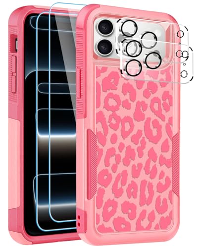 [5�C��1] iPhone 17 Pro�p�P�[�X�A�X�N���[���v���e�N�^�[2��+�J���������Y�v���e�N�^�[2���Z�b�g�A���ϋv�Ŋ��Ȍy�ʃX�����ϏՌ��ی�P�[�X�A���킢���`�[�^�[���I�p�[�h�s���N�A6.3�C���`